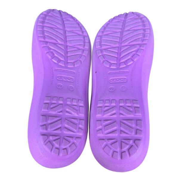 Crocs Mammoth Bow Flat Pink Slip On Shoes Waterproof Rubber Round Toe Womens 9 - Picture 15 of 16